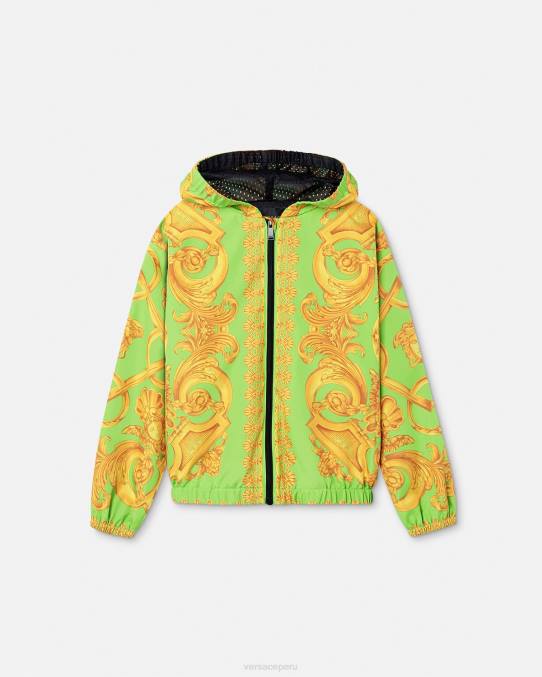 Versace ropa niños chaqueta cortavientos barroco 660 6BPV2109 oro y verde
