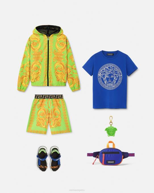 Versace ropa niños chaqueta cortavientos barroco 660 6BPV2109 oro y verde