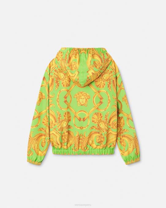Versace ropa niños chaqueta cortavientos barroco 660 6BPV2109 oro y verde
