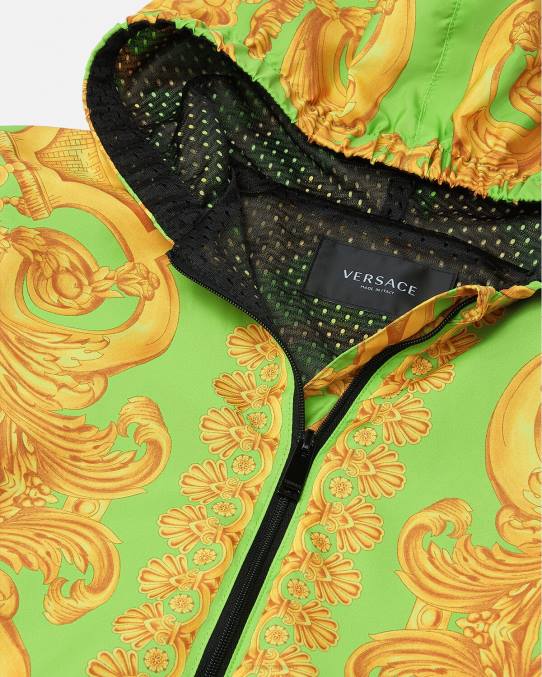 Versace ropa niños chaqueta cortavientos barroco 660 6BPV2109 oro y verde