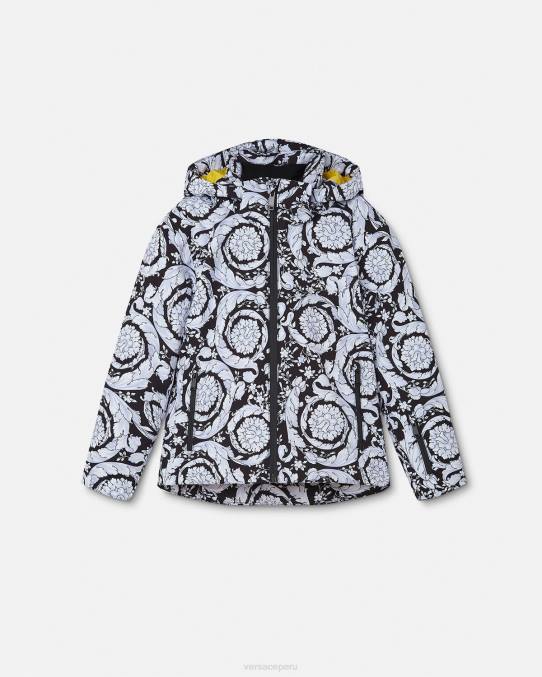 Versace ropa niños chaqueta de esquí barroca plateada 6BPV1952 negro y gris