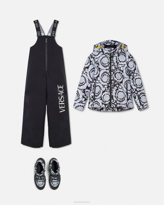 Versace ropa niños chaqueta de esquí barroca plateada 6BPV1952 negro y gris