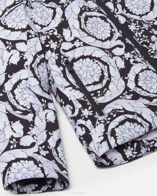 Versace ropa niños chaqueta de esquí barroca plateada 6BPV1952 negro y gris