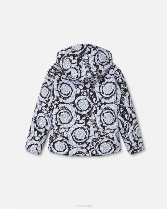 Versace ropa niños chaqueta de esquí barroca plateada 6BPV1952 negro y gris