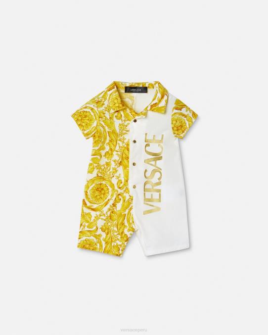 Versace ropa niños mameluco de bebé barroco 6BPV1819 Oro blanco