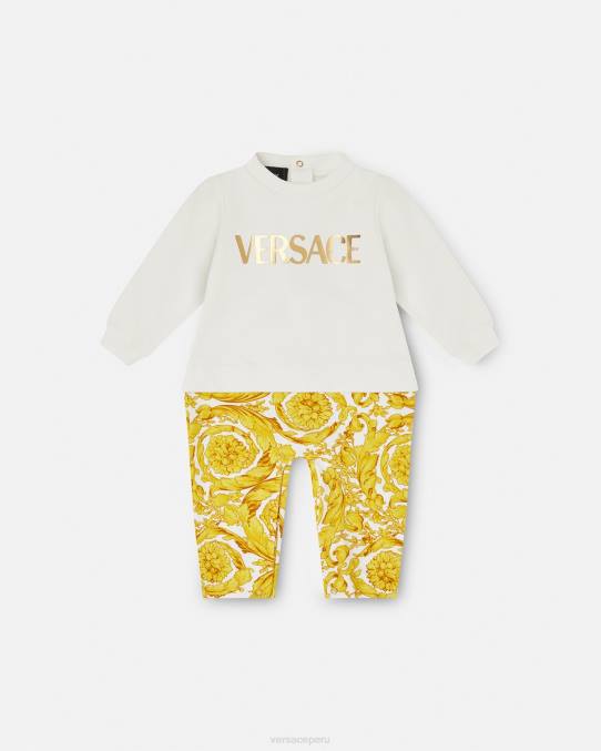 Versace ropa niños mameluco de bebé barroco 6BPV1821 Oro blanco