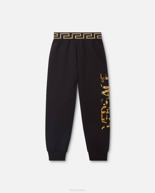 Versace ropa niños pantalones de chándal con logo barroco 6BPV1993 negro