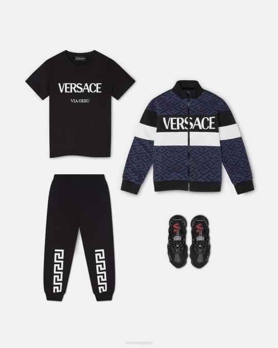 Versace ropa niños pantalones deportivos con greca 6BPV2099 negro
