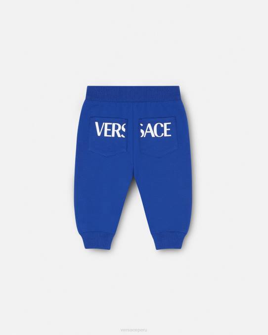 Versace ropa niños pantalones deportivos con greca para bebé 6BPV1890 azul