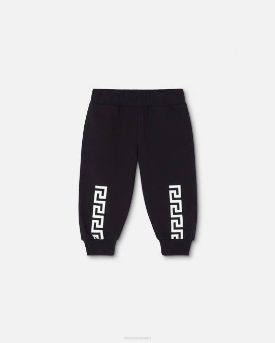 Versace ropa niños pantalones deportivos con greca para bebé 6BPV1907 negro