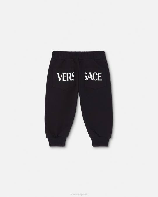 Versace ropa niños pantalones deportivos con greca para bebé 6BPV1907 negro