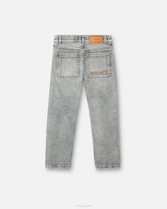Versace ropa niños jeans desgastados con medusa 6BPV2135 gris