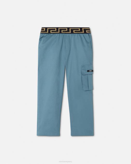 Versace ropa niños pantalones con grecas 6BPV2093 azul