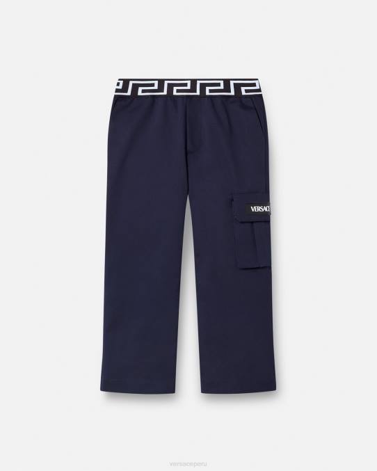 Versace ropa niños pantalones con grecas 6BPV2101 azul