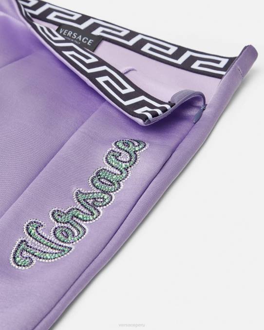 Versace ropa niños pantalones con logo de cristal 6BPV2022 lila