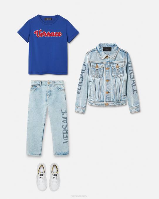 Versace ropa niños vaqueros con logo 6BPV2130 azul claro