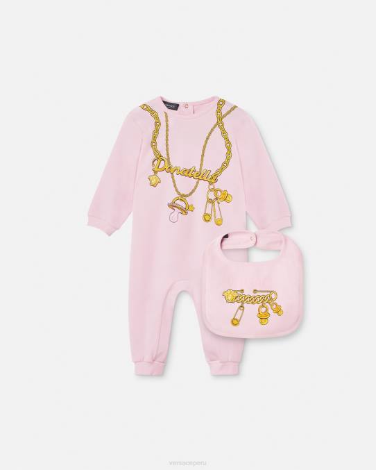 Versace ropa niños Conjunto de pijama de bebé con cadena Donatella 6BPV1830 rosa