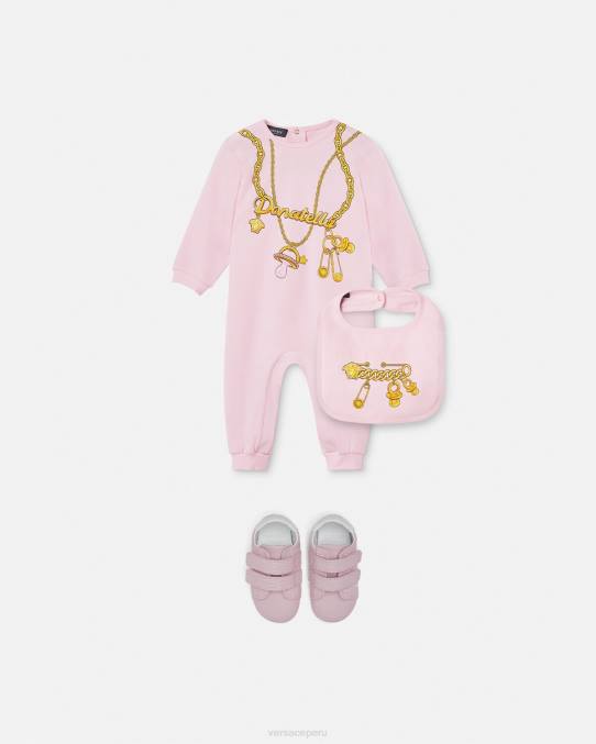Versace ropa niños Conjunto de pijama de bebé con cadena Donatella 6BPV1830 rosa