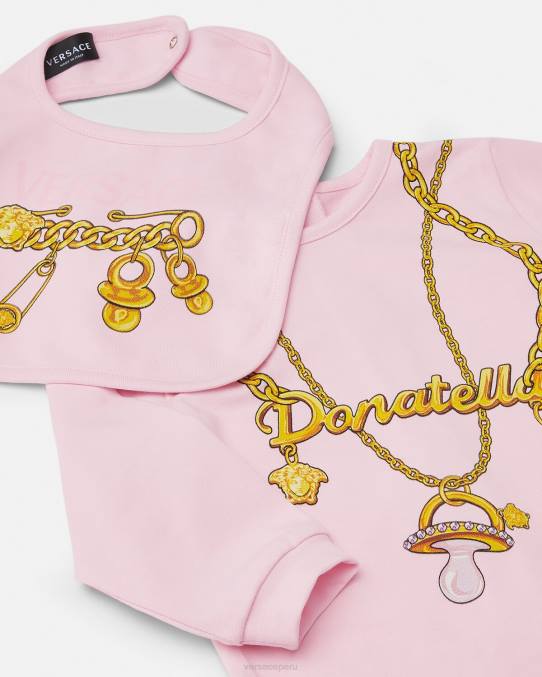 Versace ropa niños Conjunto de pijama de bebé con cadena Donatella 6BPV1830 rosa