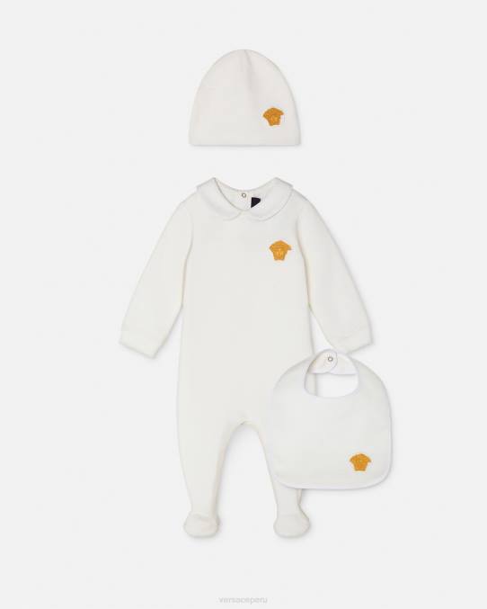 Versace ropa niños conjunto de pijama de bebé con medusa 6BPV1835 Oro blanco