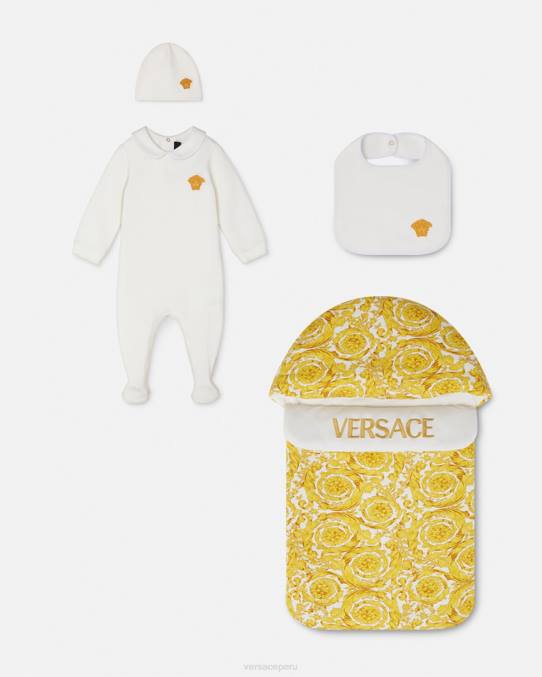 Versace ropa niños conjunto de pijama de bebé con medusa 6BPV1835 Oro blanco