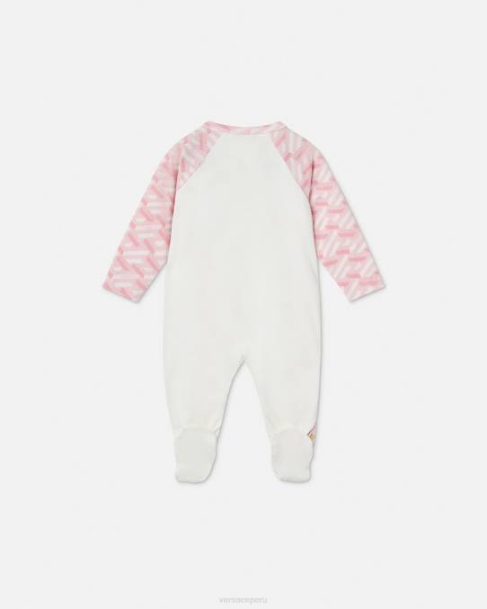 Versace ropa niños pelele de bebé con medusa la greca 6BPV1831 rosa y blanco