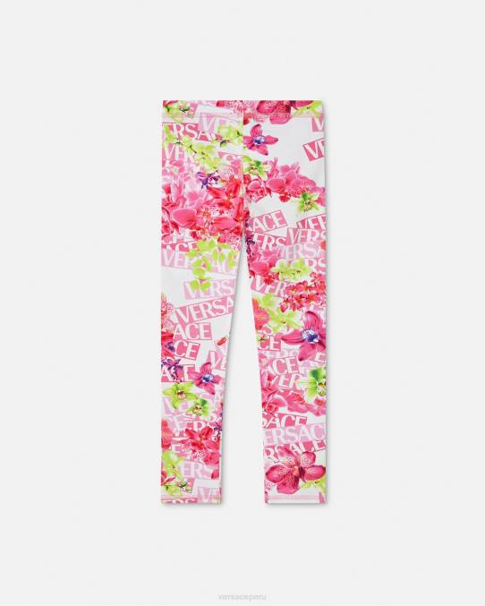 Versace ropa niños leggins con logo y orquídeas 6BPV1974 blanco y estampado