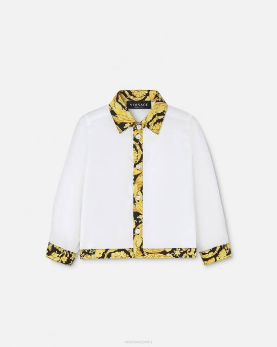 Versace ropa niños camisa de bebé barroco 6BPV1901 blanco y estampado