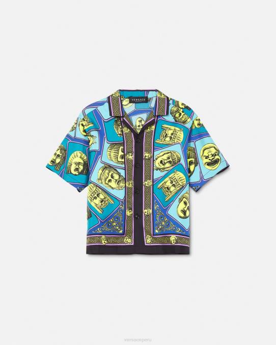 Versace ropa niños camisa de seda le maschere 6BPV2123 imprimir