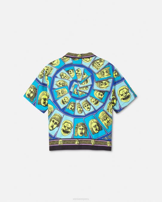 Versace ropa niños camisa de seda le maschere 6BPV2123 imprimir