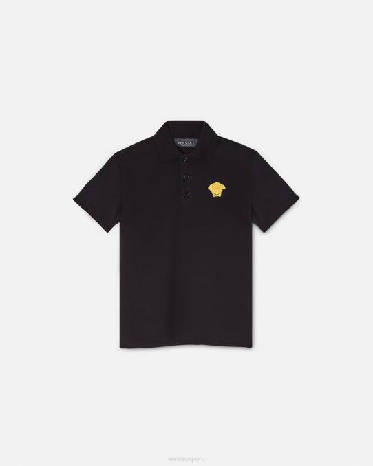 Versace ropa niños playera tipo polo con bordado de Medusa 6BPV2104 negro