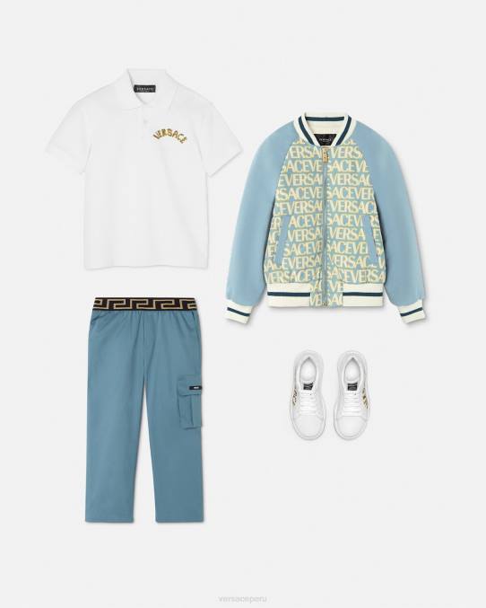 Versace ropa niños playera tipo polo con logo 6BPV2082 Oro blanco