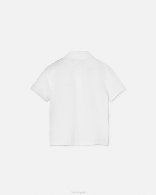 Versace ropa niños playera tipo polo con logo 6BPV2082 Oro blanco