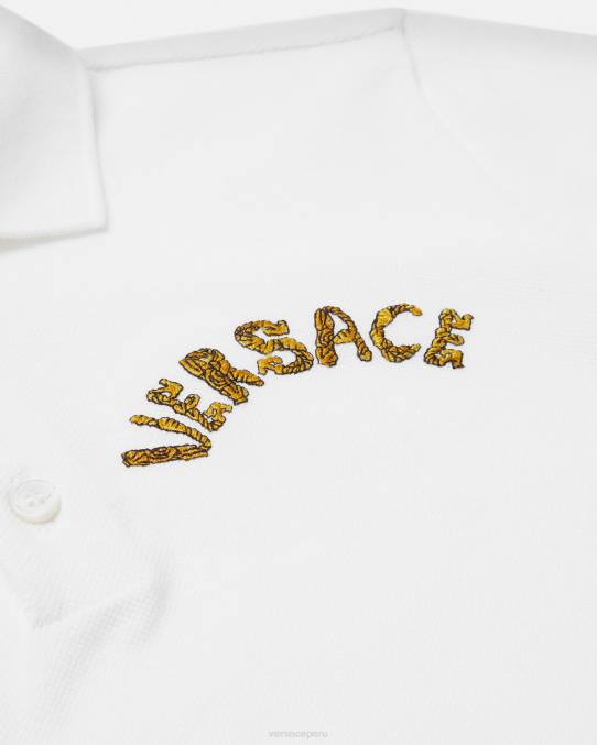 Versace ropa niños playera tipo polo con logo 6BPV2082 Oro blanco