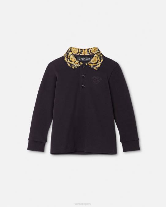 Versace ropa niños polo de bebé barroco 6BPV1902 negro