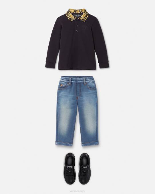 Versace ropa niños polo de bebé barroco 6BPV1902 negro