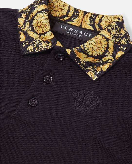 Versace ropa niños polo de bebé barroco 6BPV1902 negro