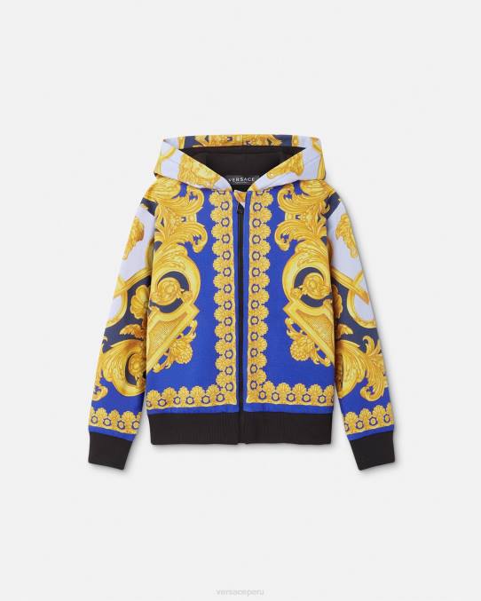Versace ropa niños sudadera con capucha barroco 660 6BPV2108 azul y oro