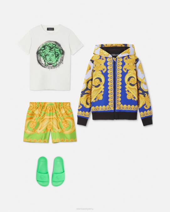 Versace ropa niños sudadera con capucha barroco 660 6BPV2108 azul y oro
