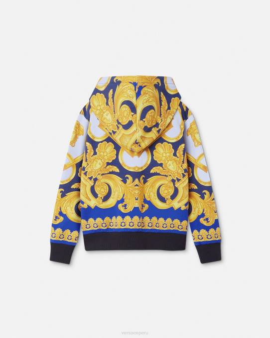 Versace ropa niños sudadera con capucha barroco 660 6BPV2108 azul y oro