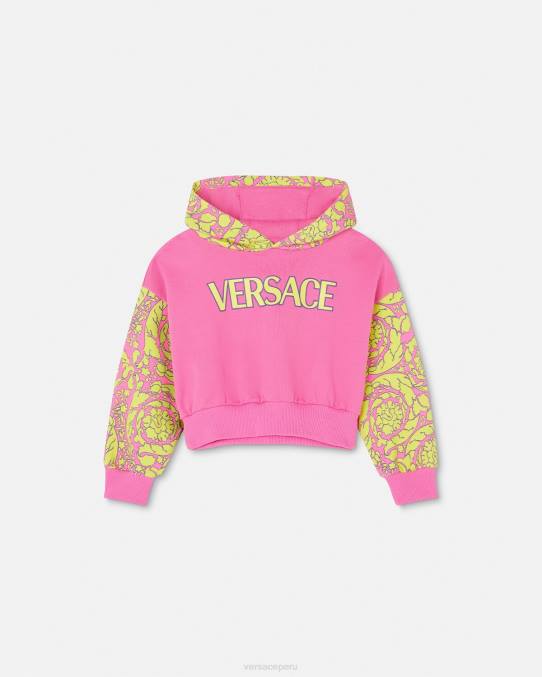 Versace ropa niños sudadera con capucha con silueta barroca 6BPV1930 rosa