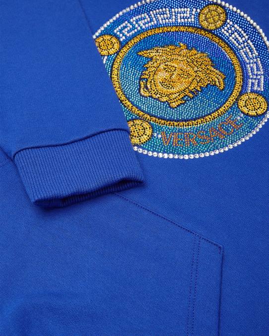 Versace ropa niños sudadera con capucha de medusa de cristal 6BPV2129 azul real