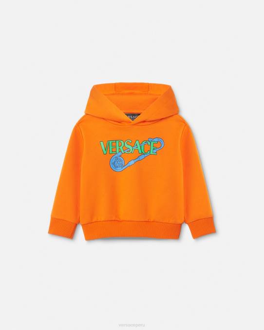 Versace ropa niños sudadera con capucha para bebé con imperdible 6BPV1918 naranja