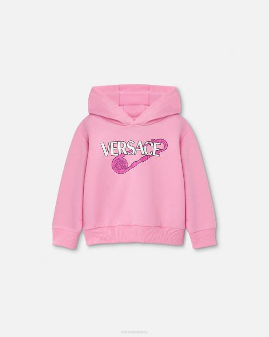 Versace ropa niños sudadera con capucha para bebé con imperdible 6BPV1919 rosa