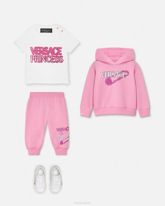 Versace ropa niños sudadera con capucha para bebé con imperdible 6BPV1919 rosa