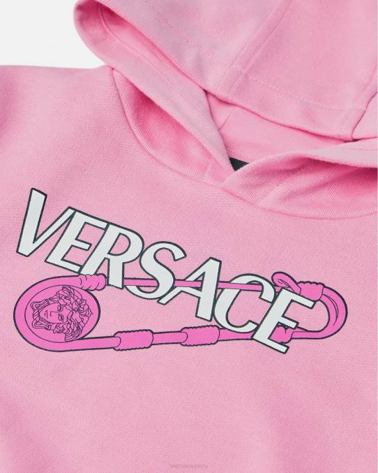 Versace ropa niños sudadera con capucha para bebé con imperdible 6BPV1919 rosa
