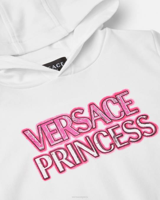 Versace ropa niños sudadera con capucha para bebé con logo \"princesa\" 6BPV1868 blanco