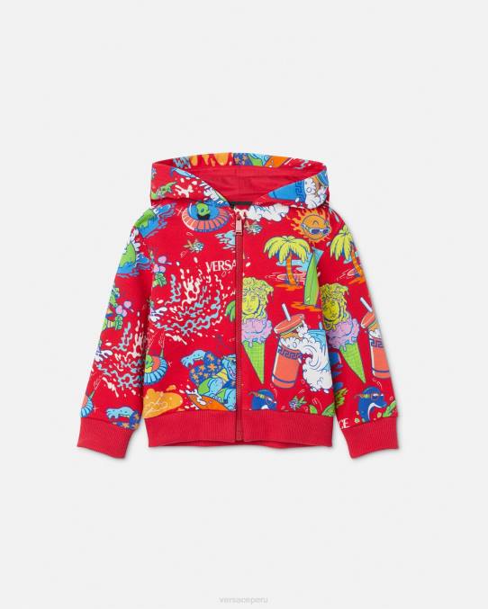 Versace ropa niños sudadera con capucha y cremallera para bebé medusa sunnies 6BPV1927 rojo
