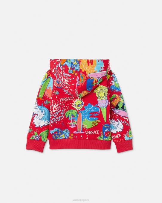 Versace ropa niños sudadera con capucha y cremallera para bebé medusa sunnies 6BPV1927 rojo