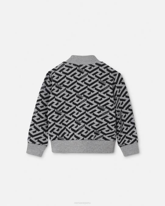 Versace ropa niños sudadera con cremallera para bebé la greca 6BPV1909 gris y estampado